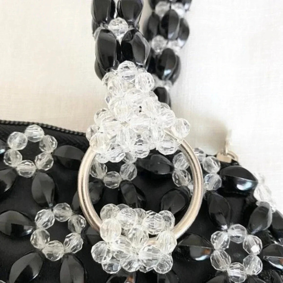 Vintage Y2K Black & Clear Beaded Purse - Picture 6 of 10